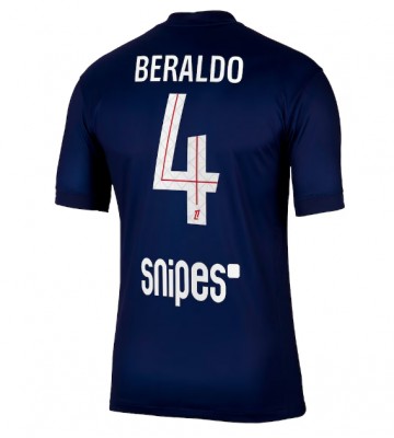 Paris Saint-Germain Lucas Beraldo #4 Hjemmebanetrøje 2025-26 Kort ærmer